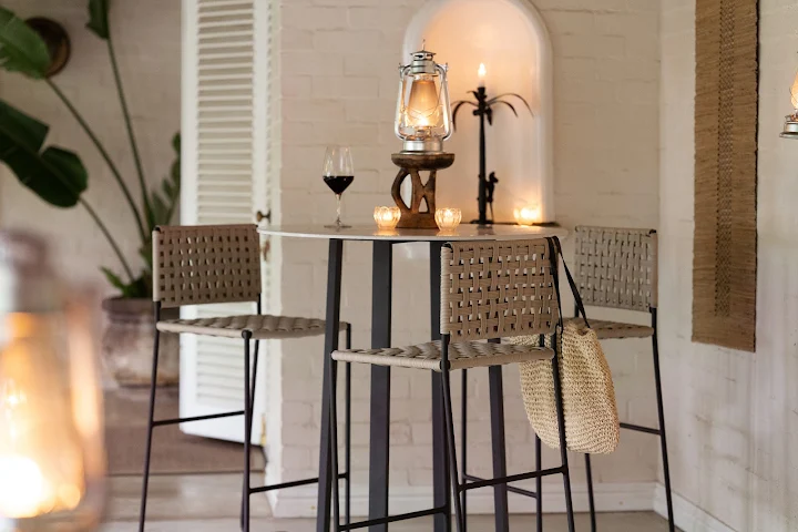 Woven Bar Stool Setting